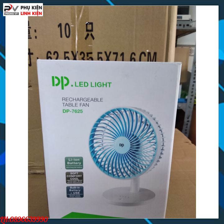 Quạt sạc pin để bàn siêu mát - Quạt sạc điện cao cấp nhỏ gọn tiện dụng DP-7625
