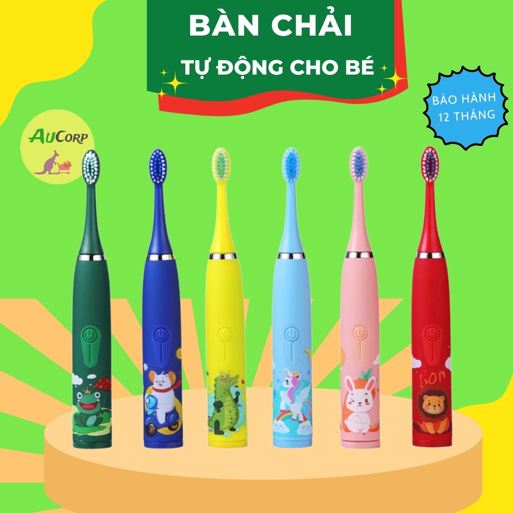 Bàn chải đánh răng tự động cho bé, bàn chải điện với 4 chế độ làm sạch răng, lông bàn chải mềm, Dành cho bé trên 2 tuổi