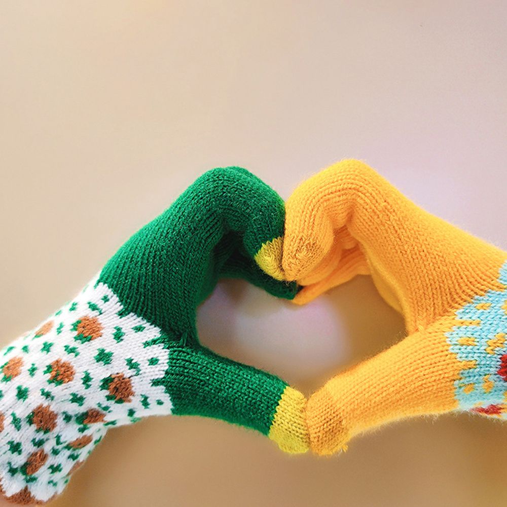 Đôi găng tay trượt tuyết bằng len dệt kim dày dặn co giãn dễ thương có thể dùng màn hình cảm ứng