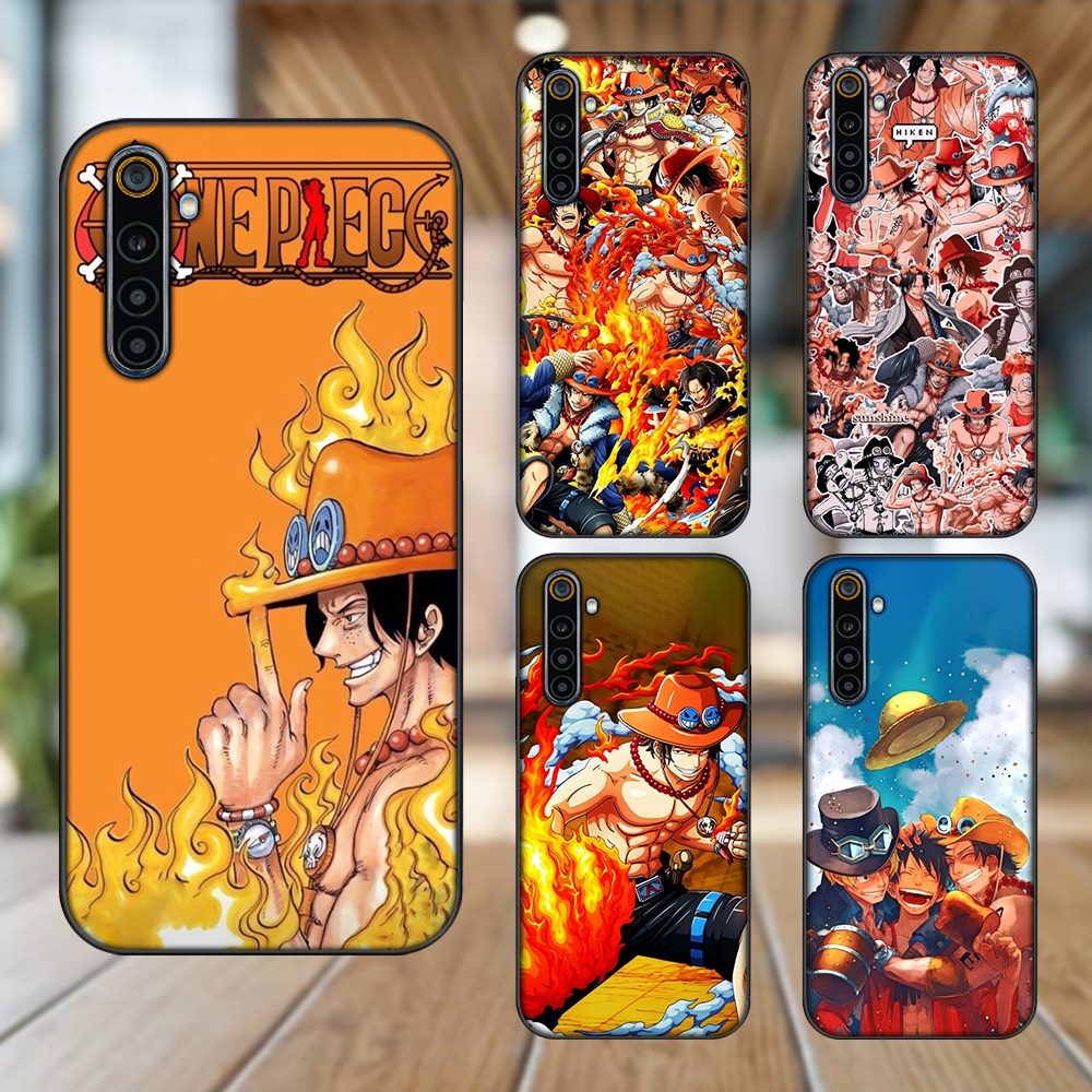 Ốp lưng Realme 6, 6 Pro viền đen in hình Ace One Piece