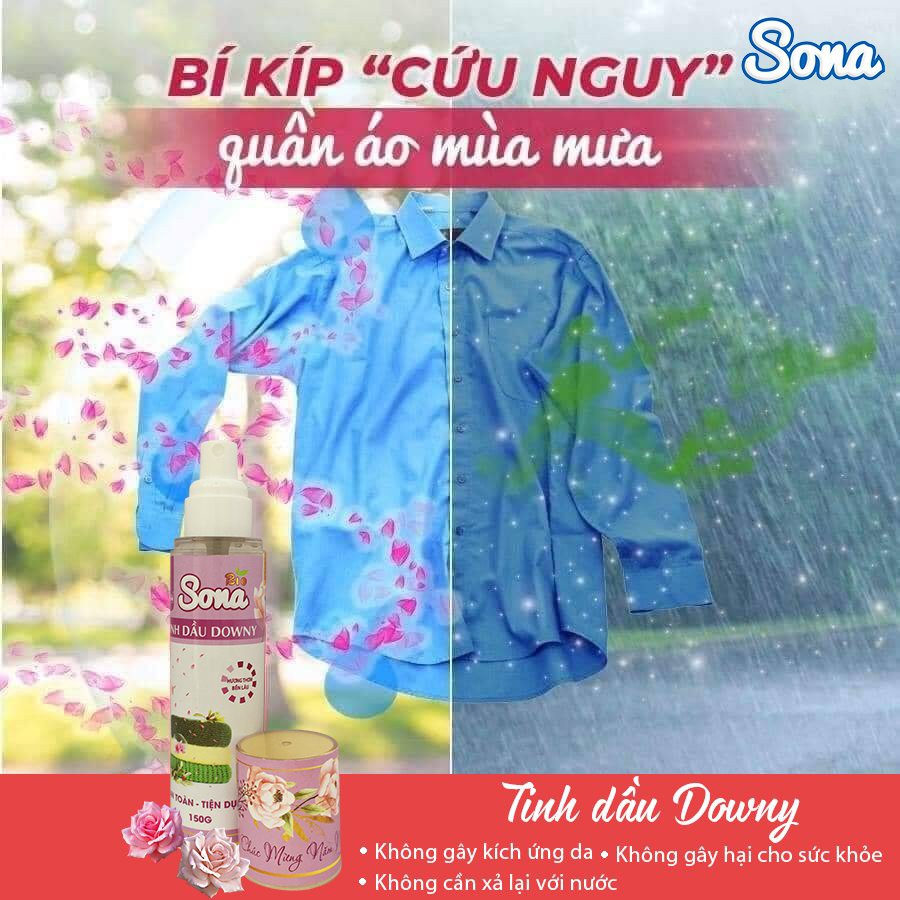 Xịt Thơm Quần Áo SoNa- Xả Vải Khô Tinh Dầu Comfort & Downy 150ml