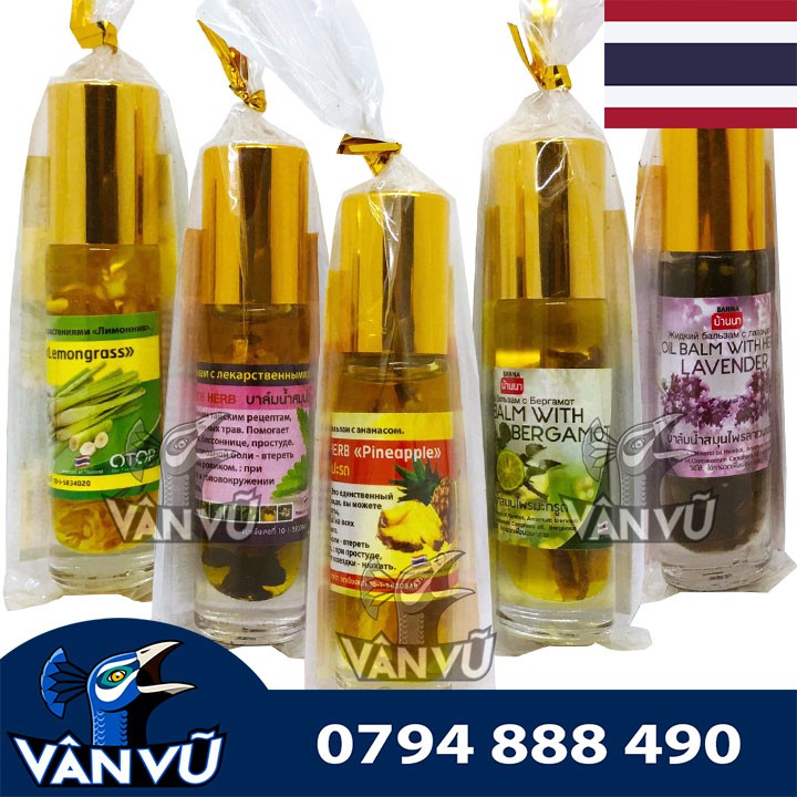 Dầu Xoa Bóp Sâm Hiệu Banna Dạng Lăn Thái Lan, Thảo Dược Thơm Dứa, Bạc Hà, Chanh, Sả, Lavender Chai 8ml