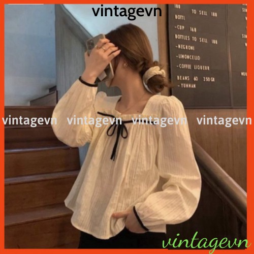 {vintagevn} áo babydoll cổ vuông tiểu thư ullzang hàng QC A289 hihishophaha