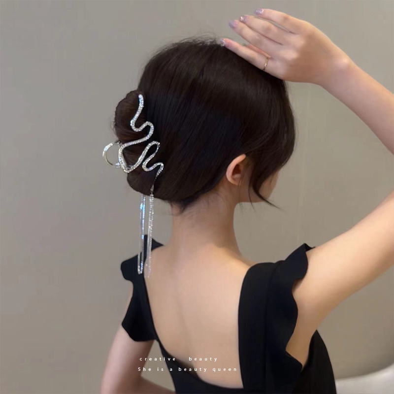 Kẹp Tóc Tua Rua Cố Định Đường Cong Lớn Phong Cách Hàn Quốc Cho Nữ