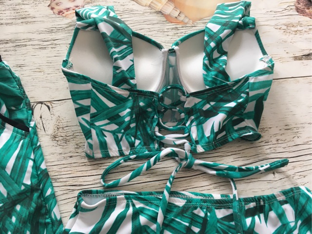 Đồ bơi cặp nam nữ- Bikini đôi đi biển lá xanh- áo tắm nữ mút dày nâng ngực- shopnabi | BigBuy360 - bigbuy360.vn