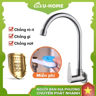 Vòi nước nhà bếp u-home vòi rửa chén lạnh âm tường inox sus 304 u-401