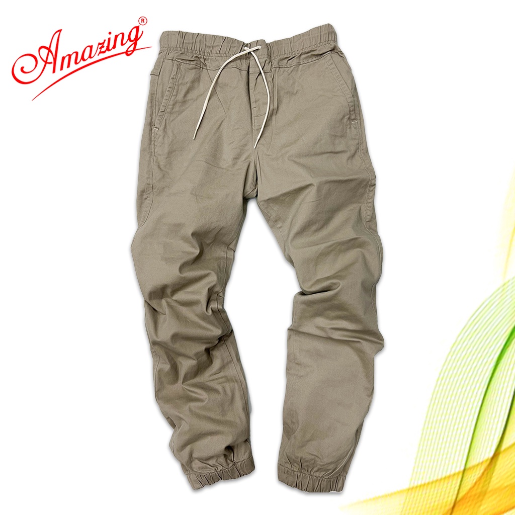 Big size, Quần jogger Amazing màu đen, kaki nam lưng thun cao cấp, gấu quần bo chun, unisex, dáng thể thao