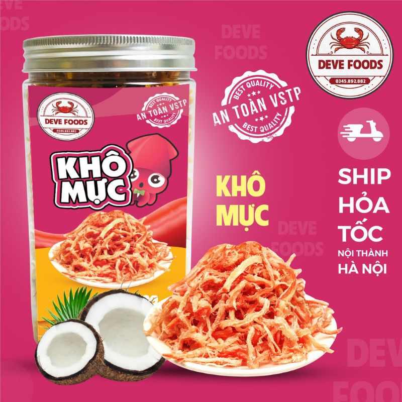 Khô mực xé sợi hấp dừa hộp 300gr, ăn vặt Hà Nội, Deve Food | BigBuy360 - bigbuy360.vn