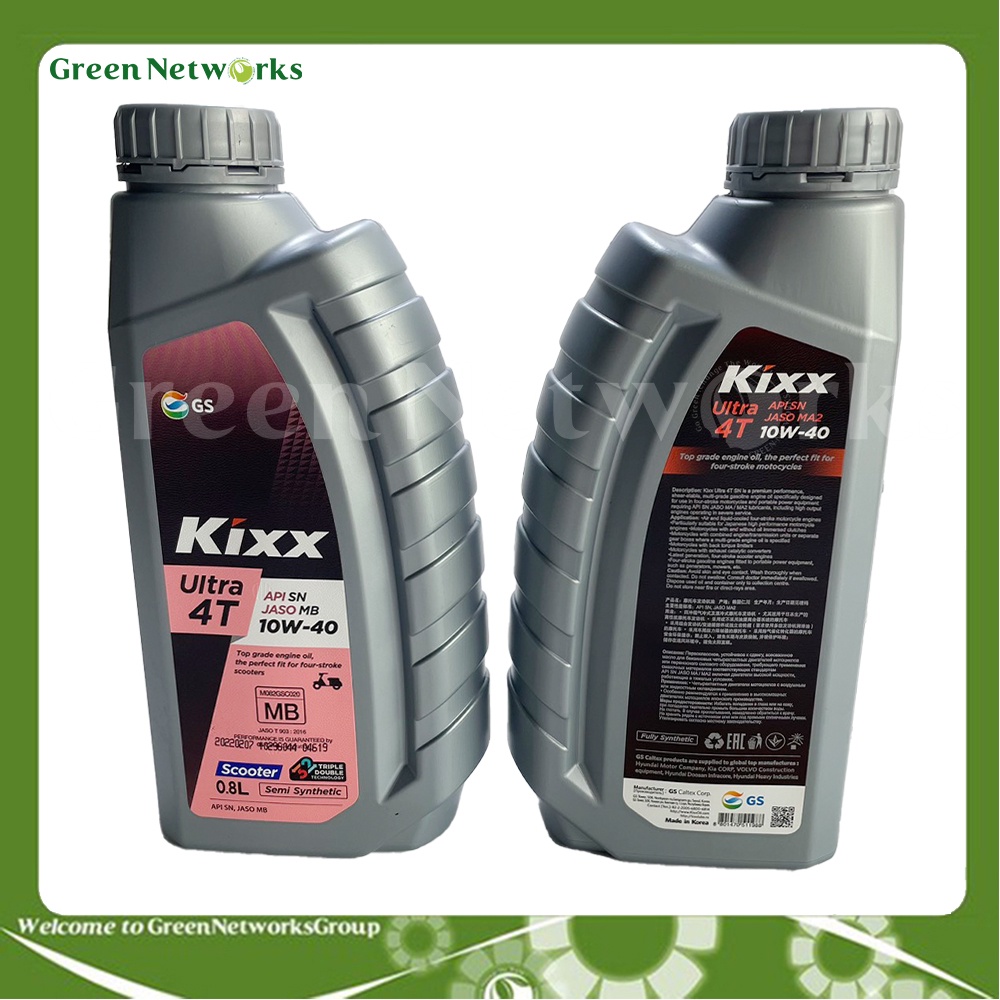 Dầu nhớt Kixx 10W40 MB cho xe tay ga Ultra 4T Nhớt tổng hợp cao cấp 800,1000ml Chính Hãng - GreenNerWorks