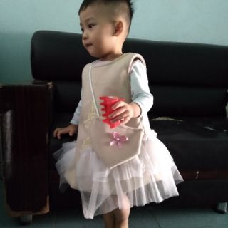 Váy dạ phối voan kèm túi