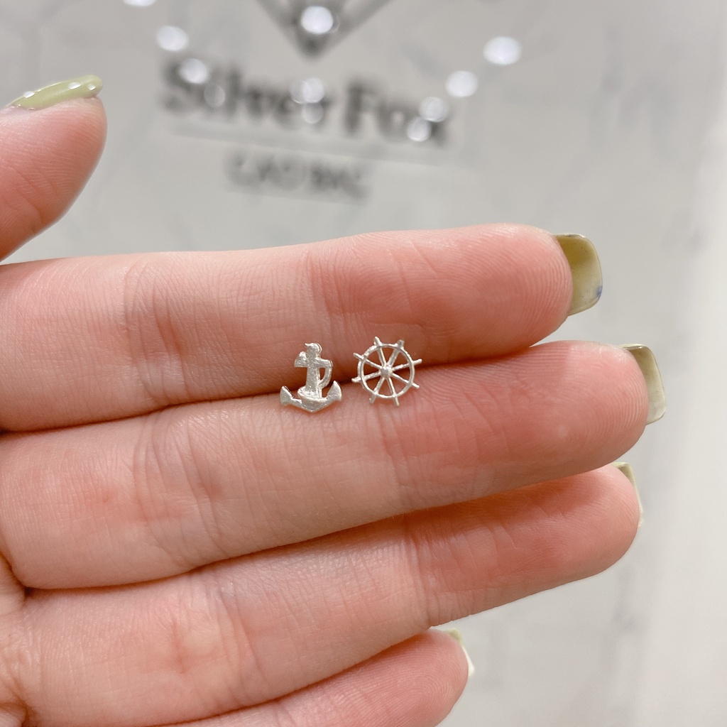 Khuyên Tai Bạc Ta Nữ CaoBac Silver Hình Mỏ Neo Trơn Thiết Kế Đơn Giản , Lạ Mắt Xinh Xắn Làm Quà Tặng Mới Lạ Cho Bạn Nữ