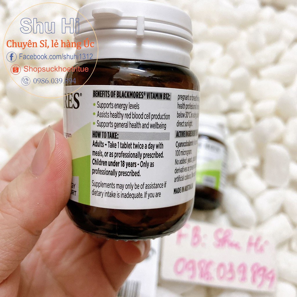 Vitamin B12 Blackmores 75 viên Úc - hỗ trợ mức năng lượng và hỗ trợ sản xuất tế bào hồng cầu khỏe mạnh