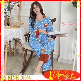 Đồ bộ tiểu thư nữ mặc nhà lụa hàn quần dài dễ thương - momosashop