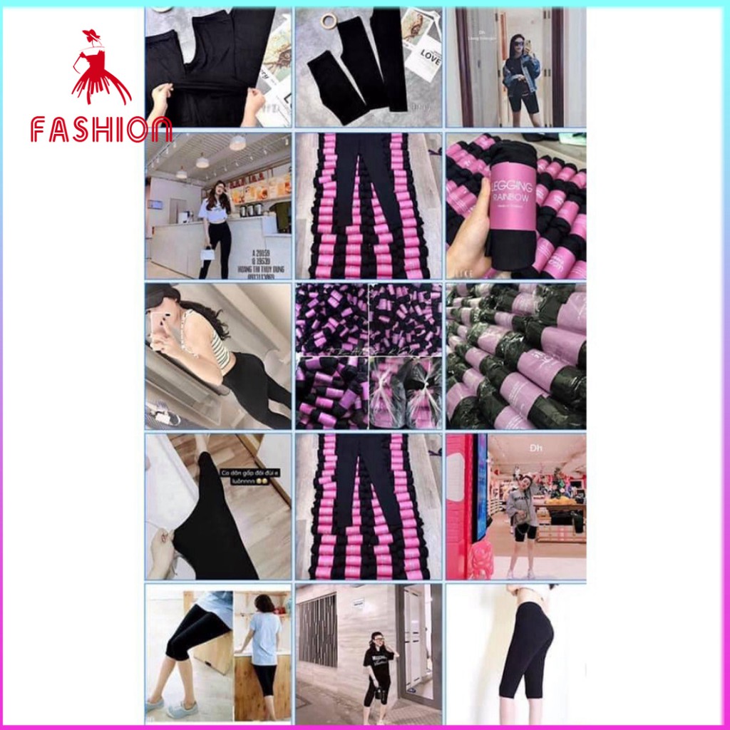 Quần legging cuộn Hồng DÀI siêu co giãn Vay2020