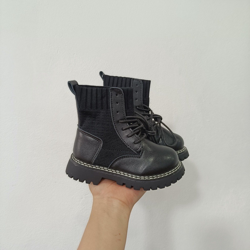 Giày bốt da PU mềm thun cho bé gái, bé trai - giày cao cố cho bé phong cách cá tính chống trượt QCCC full hộp (2 mã)