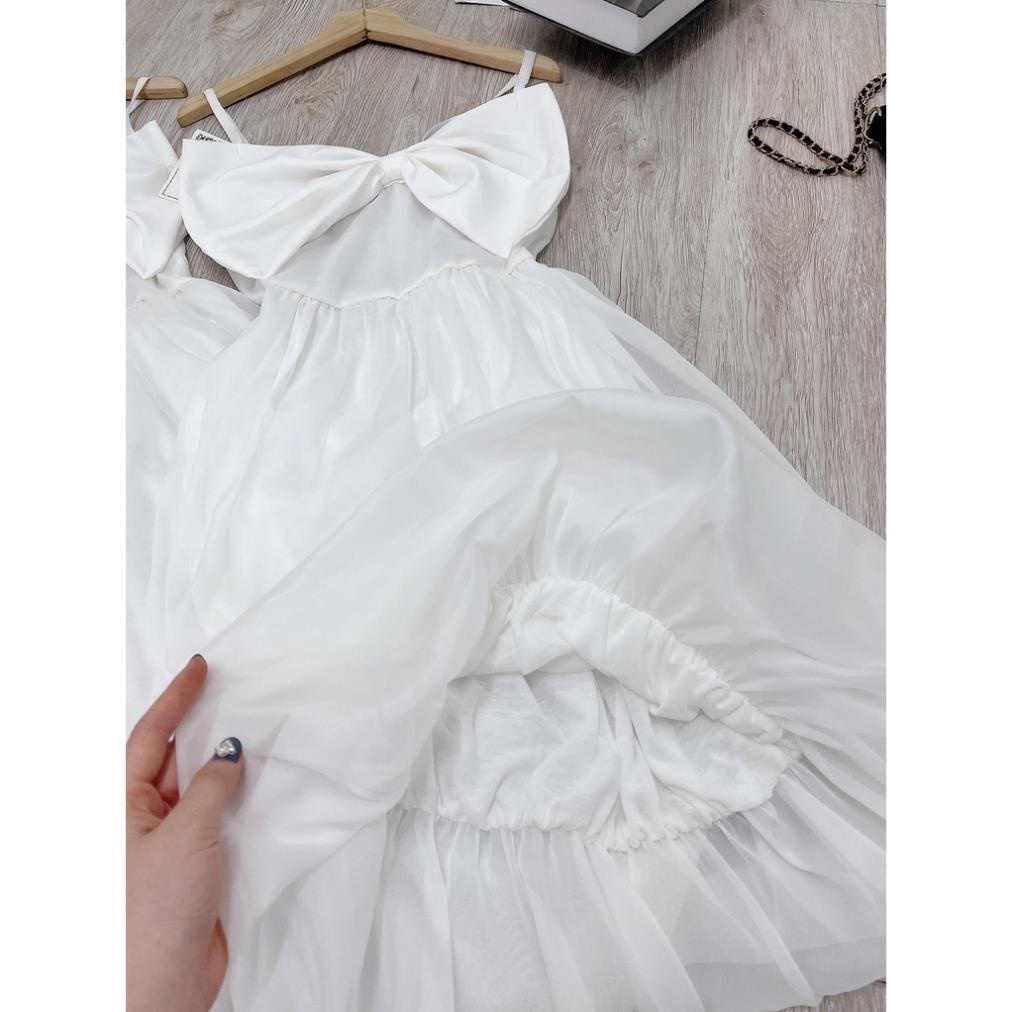 [ 𝐅𝐑𝐄𝐄 𝐒𝐇𝐈𝐏 ]  VÁY 2 DÂY NƠ NGỰC DÁNG XÒE TIỂU THƯ ĐẦM TRẮNG NỮ