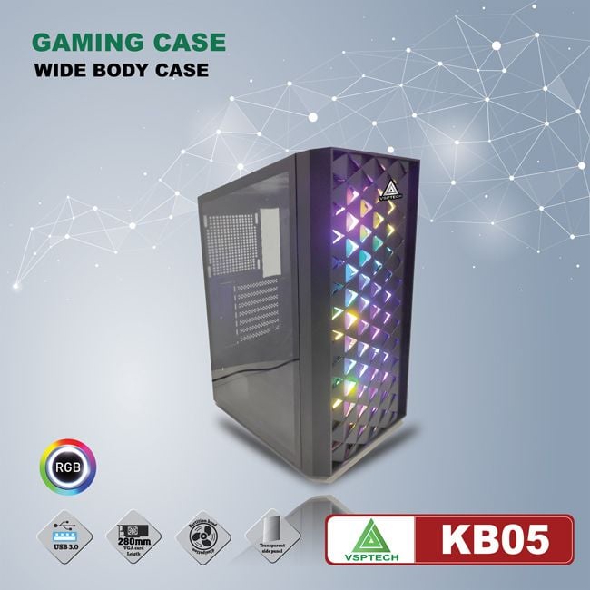 Thùng máy tính Case VSP CA KB05 1 mặt kính cường lực KHÔNG KÈM FAN