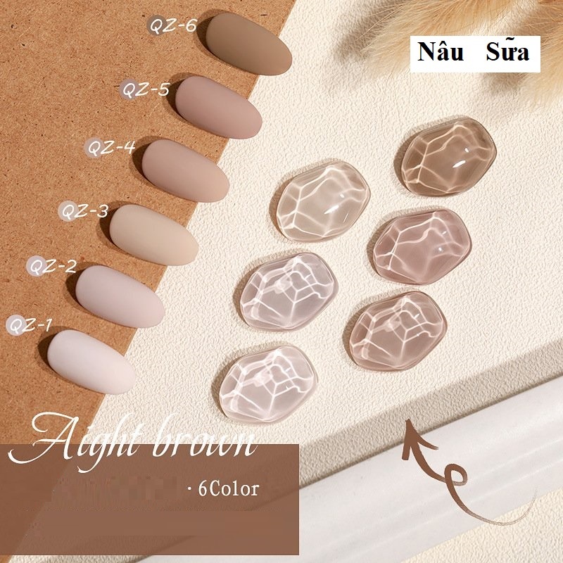 Sơn gel AS sơn móng tay gel dùng máy hơ gel tone nâu kem nâu trà sữa VUA SƠN AS mã QZ 15ml