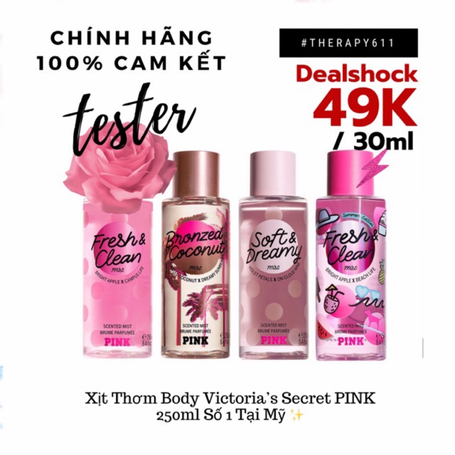 ✨Mun✨ Xịt Dưỡng Thể Body Mist Victoria’S Secret "PINK"-Mẫu thử 30ml/50ml