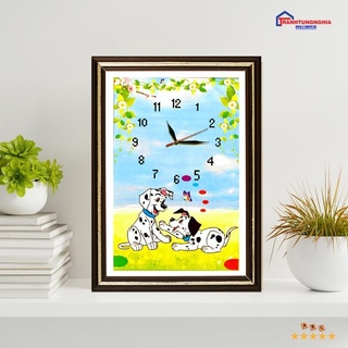Tranh đính đá ABC, tranh thêu chữ thập đồng hồ con chó