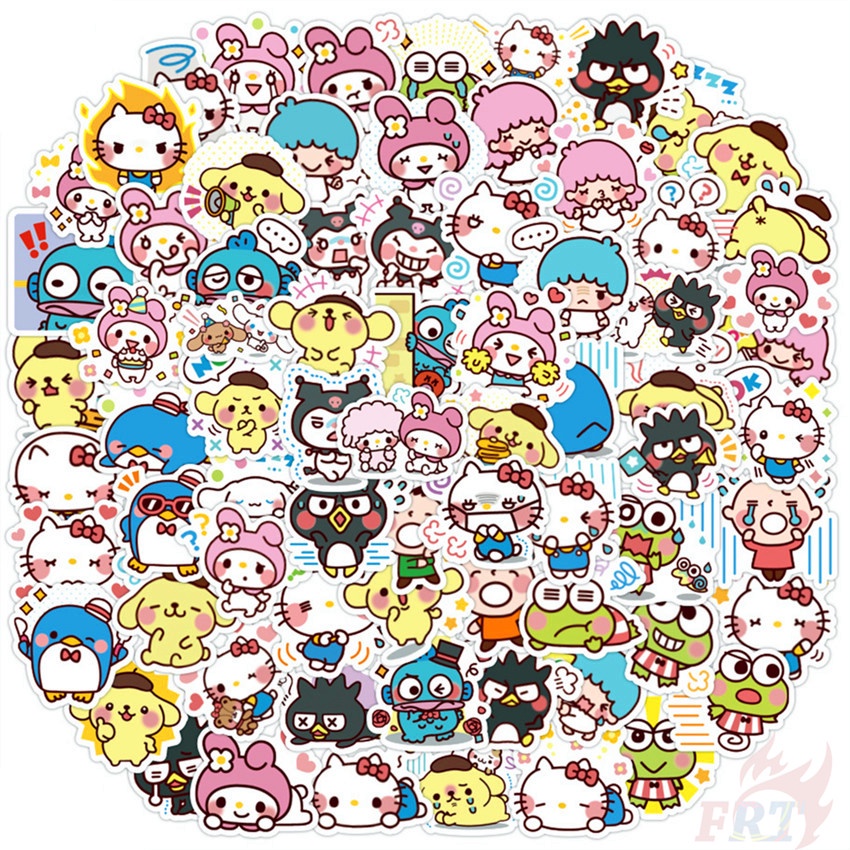 Set 80 miếng dán mini họa tiết hoạt hình Sanrio Family Series 01 chống thấm nước trang trí thủ công