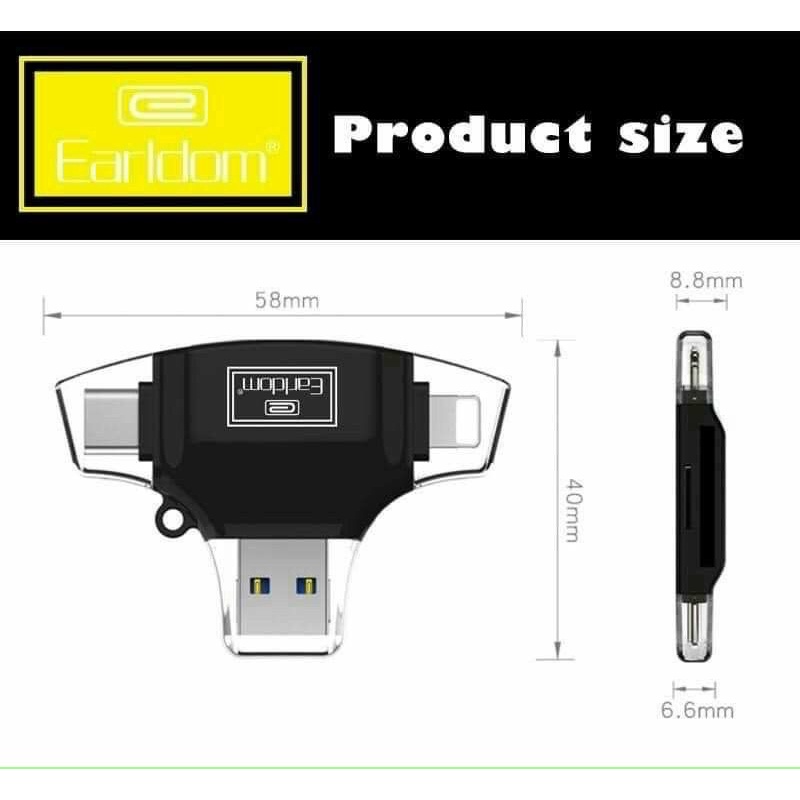 Đầu đọc thẻ nhớ 3 in 1 OTG Type C lightning USB