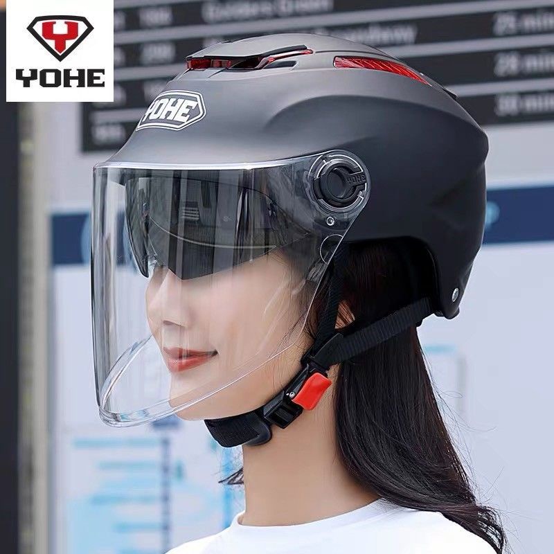 Mũ bảo hiểm xe đạp điện vĩnh cửu mùa hè kính đôi chống nắng UV nam nữ mũ bảo hiểm nhẹ nửa đầu 365A