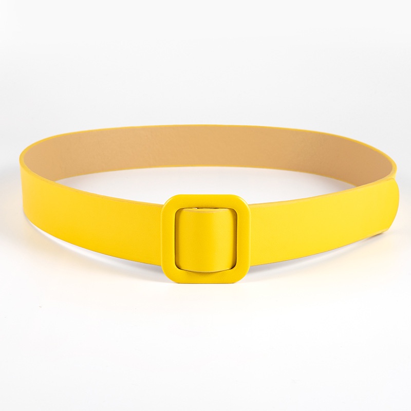 Thắt Lưng Da PU Màu Trơn Khóa Vuông Thời Trang Cho Nữ