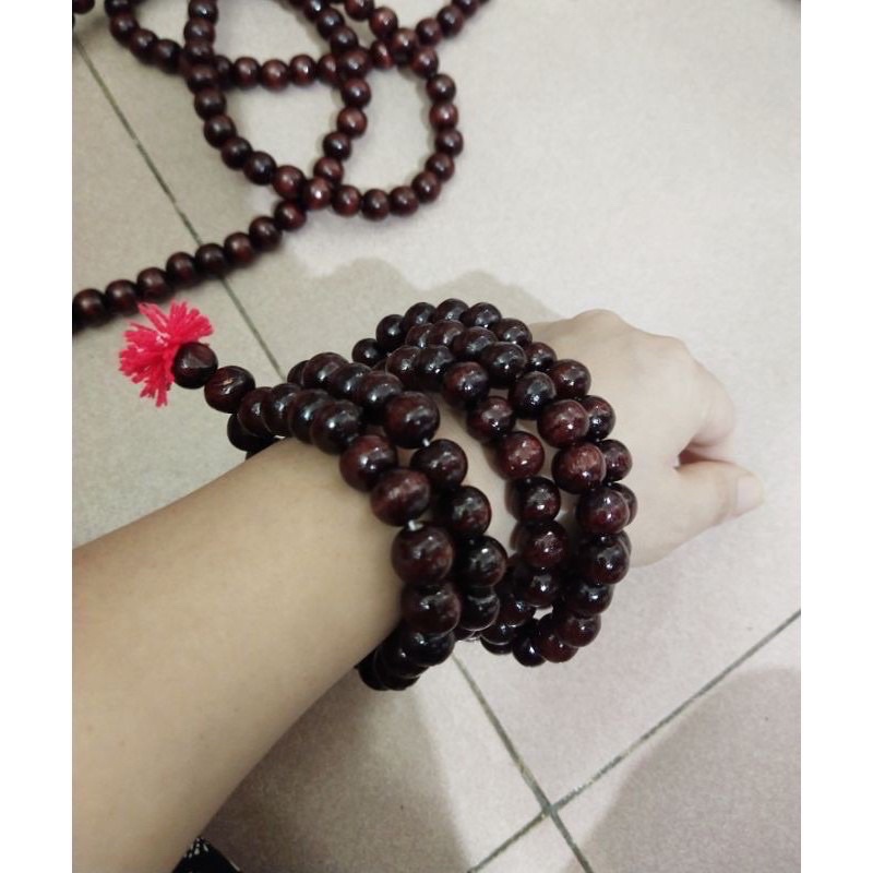 Tràng gỗ thông đỏ 108 hạt dùng niệm Phật 🙏🙏🙏