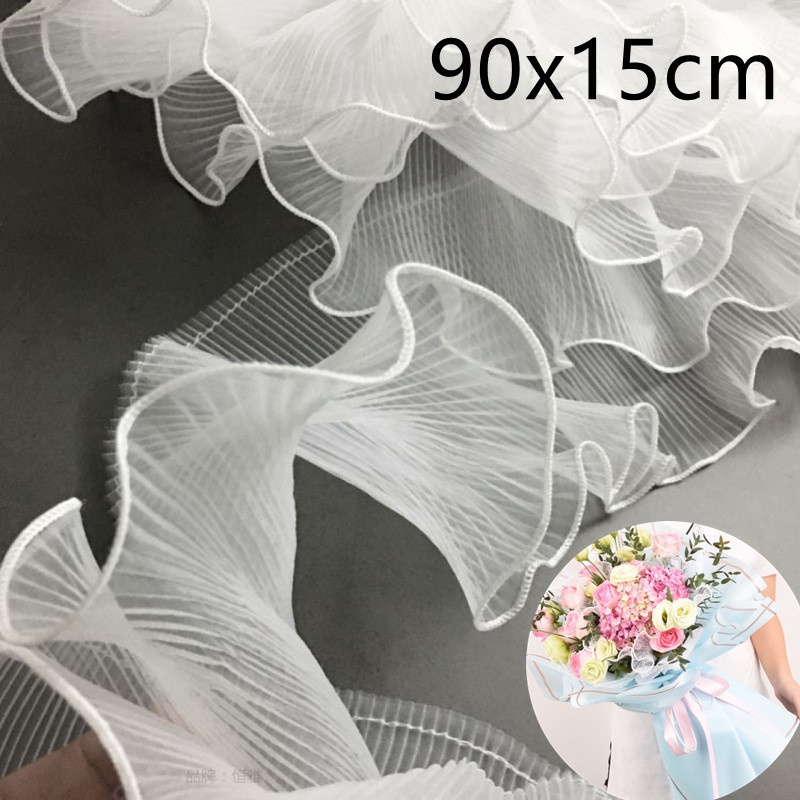 Vải ren bèo vải lưới ba chiều trang trí viền bánh cưới kiểu tròn