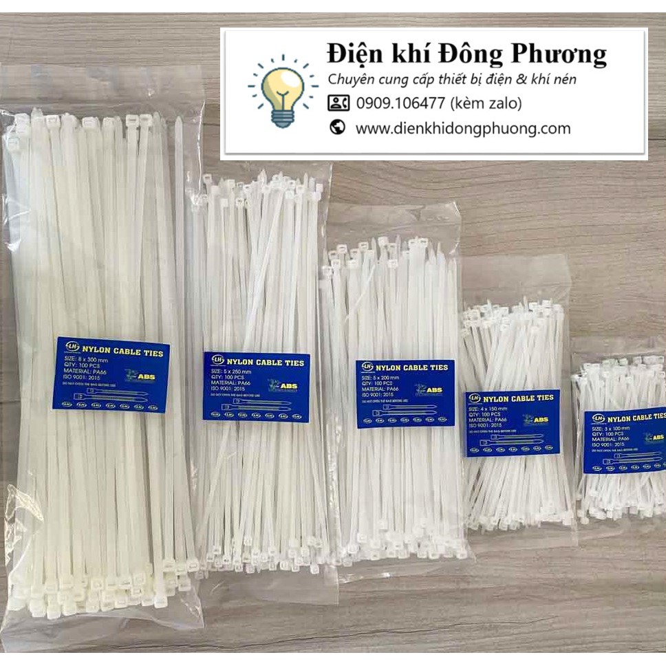 Dây Rút Nhựa, Lạt nhựa, Dây Thít trắng có đủ kích cỡ 10cm đến 30cm.