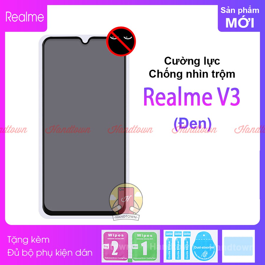Kính Cường Lực Chống Nhìn Trộm dành cho Realme V3 Full Màn Đen Full Keo Chống Va Đập Chống Trầy Xước Bảo Vệ Màn Hình