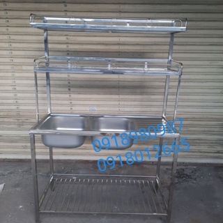 Chậu rửa bát inox 201,bồn rửa, chậu rửa chén có chân và kệ CR01
