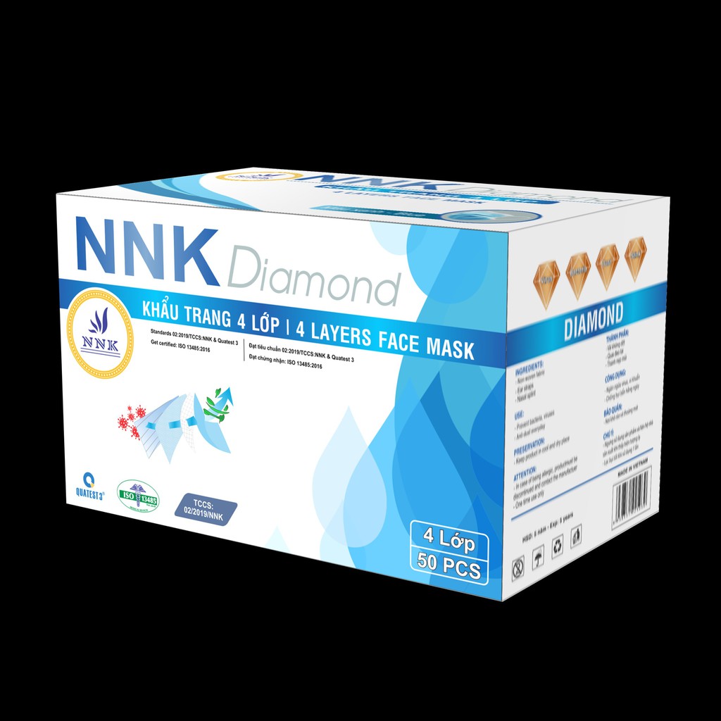 Khẩu trang y tế kháng khuẩn 4 lớp NNK Diamond, khẩu trang kháng khuẩn 4 lớp