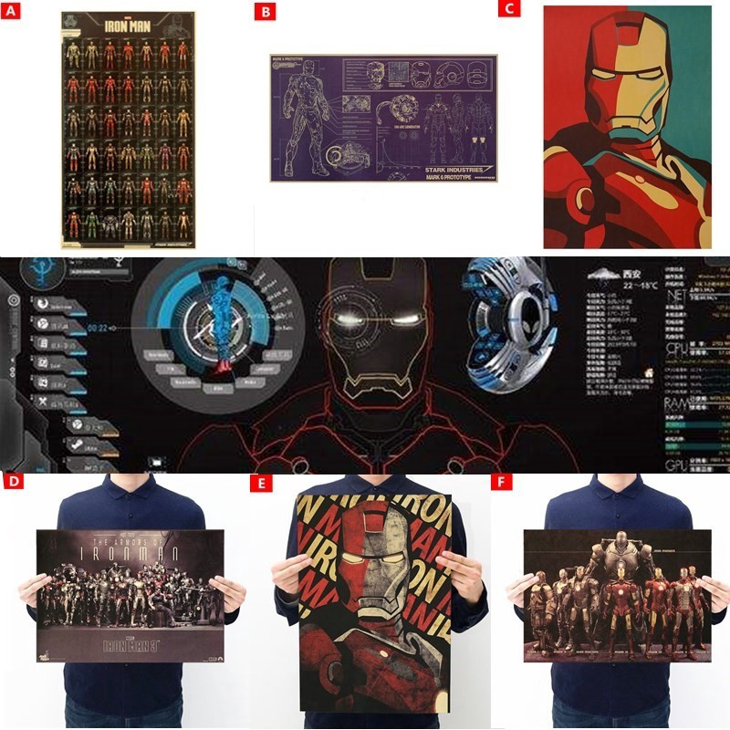 Miếng Dán Tường Trang Trí Hình Nhân Vật iron man Phim marvel