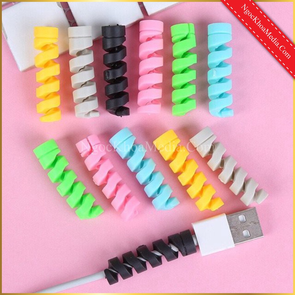 Bộ 2 dây lò xo dẻo xoắn quấn bảo vệ dây cáp sạc điện thoại, máy tính khỏi nứt bể