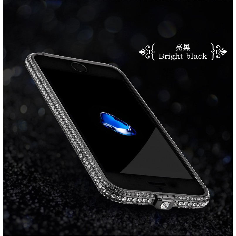 Apple Ốp Điện Thoại Viền Kim Loại Đính Đá Sang Trọng Cho Iphone 6 6s 7 Plus X