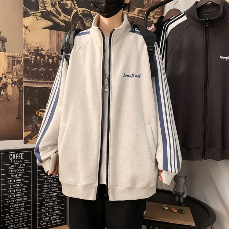 Áo Khoác Nỉ LeasTreet - Myndi Clothes - Sweater Hoodie Nam Nữ Unisex-3 Sọc Màu Xám - Chất Nỉ Gân Dày Đẹp Form Rộng