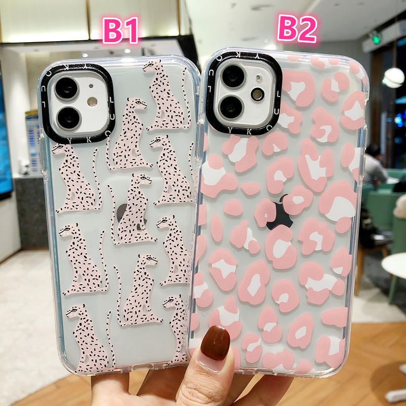 Ốp điện thoại TPU trong suốt họa tiết da báo màu hồng cho iPhone 12 Mini 12 11 Pro Max SE 2020 Xs Max XR 6s 8 7 Plus