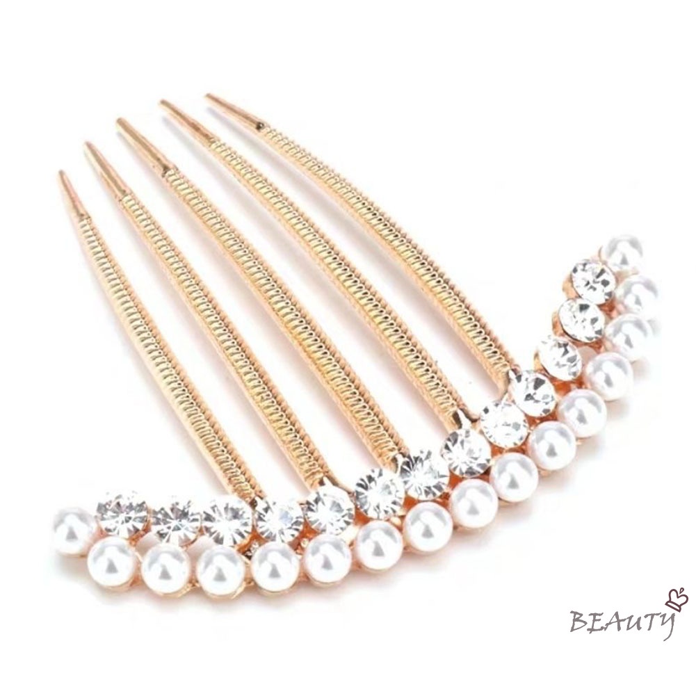 Lược Cài Tóc Đính Đá Ngọc Trai Nhân Tạo Thời Trang Dành Cho Nữ