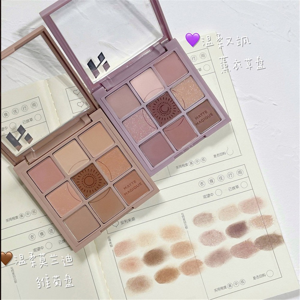 [Hàng mới về] Bảng phấn mắt 9 màu lì và nhũ lấp lánh xinh xắn phong cách Nhật Bản