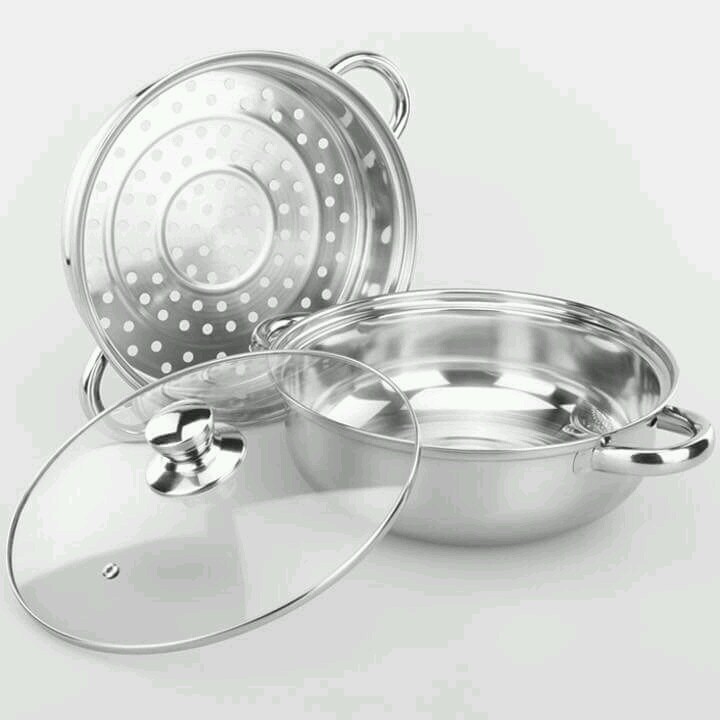 Nồi lẩu kiêm nồi hấp 2 tầng inox