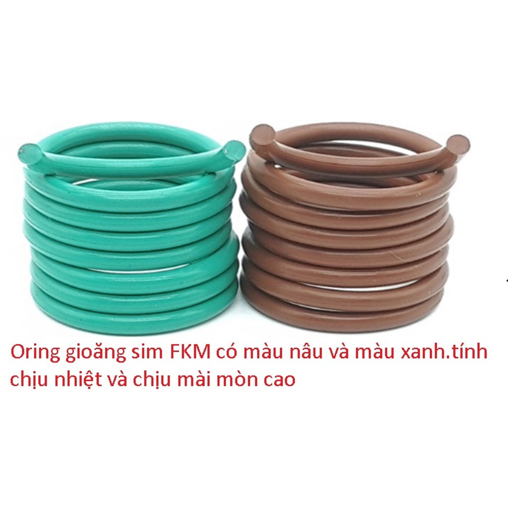 Đường kính ngoài từ15 tới 30mm -20 cái Gioăng sim cao su FKM màu xanh,màu nâu cao cấp chịu nhiệt,chống mài mòn cao!