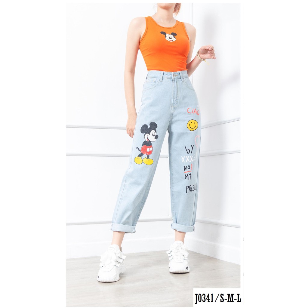 Quần Jean Baggy Mickey Năng Động, Thời Trang J0341