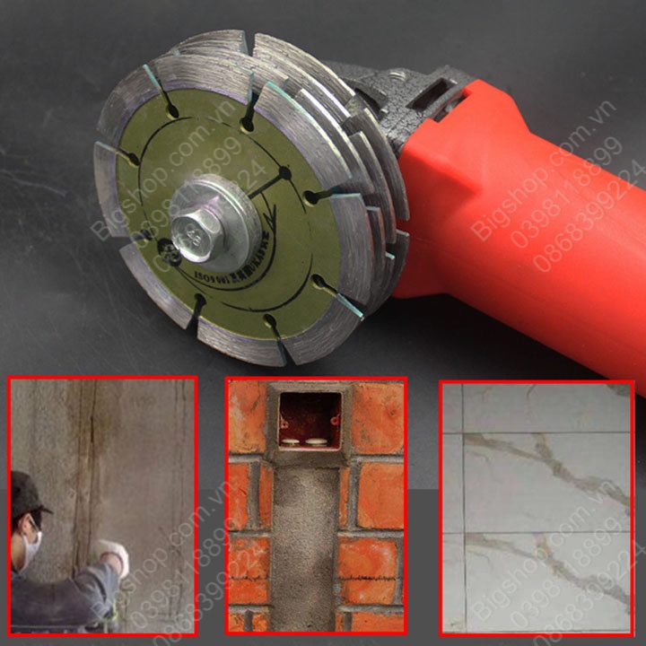 Đầu chuyển đổi máy mài góc trục D14mm thành máy cắt rãnh tường nhiều lưỡi