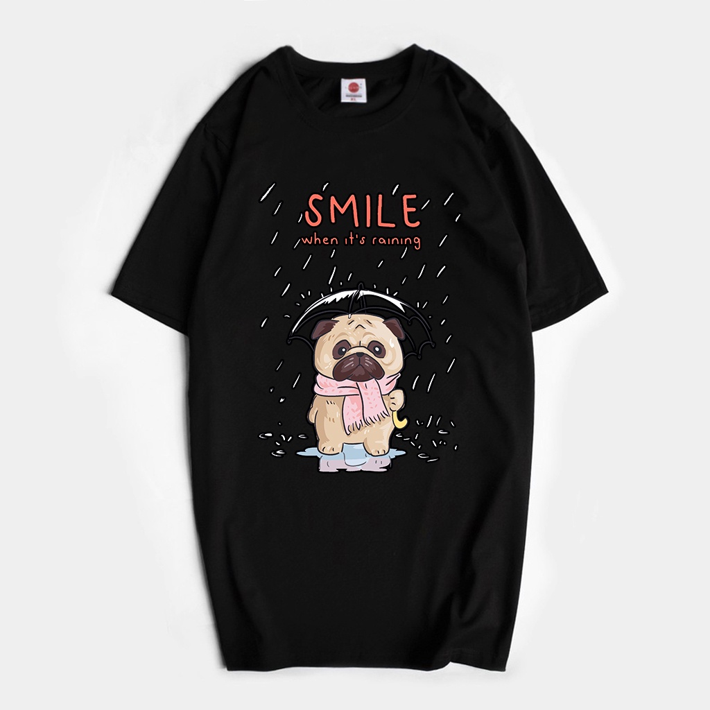 Áo Phông Unisex Chất Liệu Cotton Hoạ Tiết Pug mã
