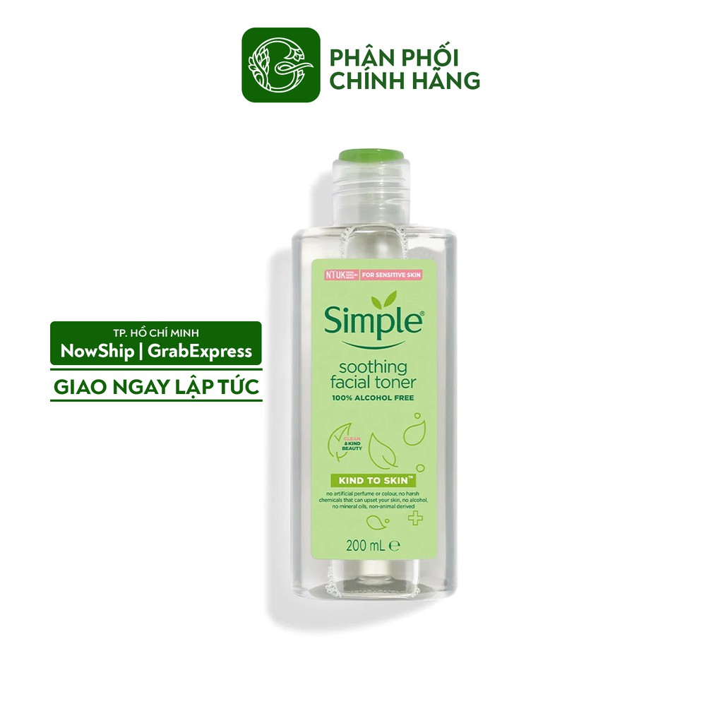 [Giao Ngay Lập Tức] Nước Hoa Hồng Simple Kind To Skin Soothing Facial Toner 200ml