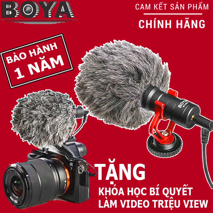 [Mã 253ELSALE hoàn 7% đơn 300K] Micro BOYA BY-MM1 Thu Âm Chuyên Nghiệp Cho Máy Ảnh DSLR, Camera, Điện Thoại