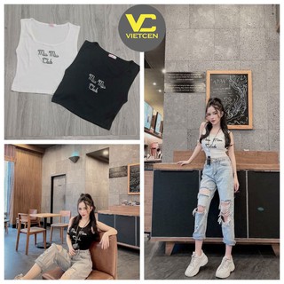 Áo 3 lỗ nữ MIUMIU áo croptop ôm ba lỗ chất thun gân mịn mát 2 màu đen trắng - VIETCEN