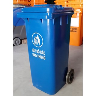 Thùng Rác Nhựa 120 lít có bánh xe màu xanh dương